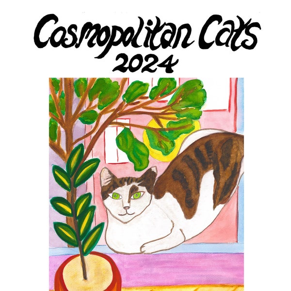 Calendrier mural beaux-arts en édition limitée signé par l'artiste : Cosmopolitan Cats 2024, offre spéciale de lancement 28 EUR ou 2 pour 50 EUR