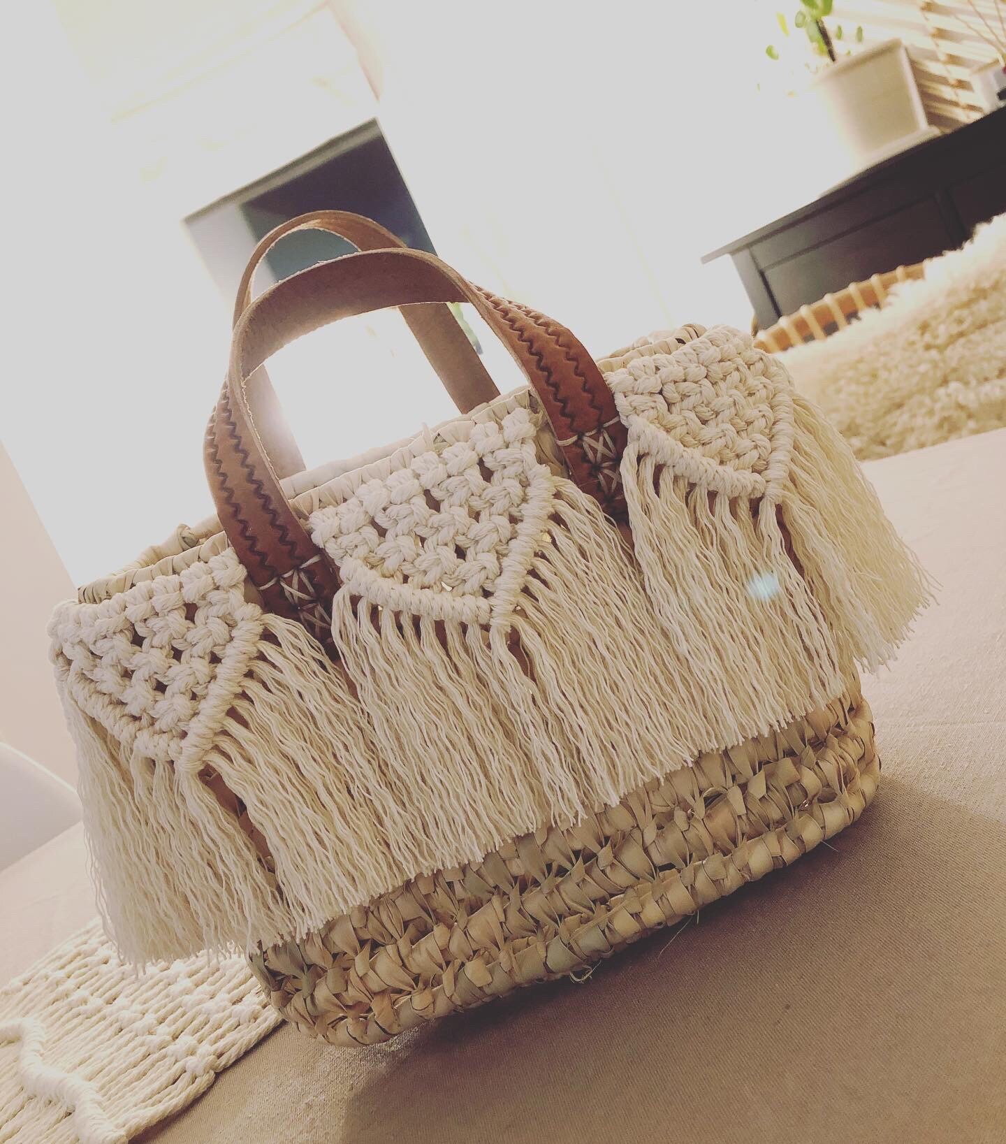 Panier en Osier avec Macramé