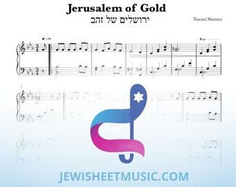 Yerushalayim Shel Zahav. Piano sheet music. ירושלים של זהב | Easy piano with chords | Jewish song | Jewish Music | Jewish Piano