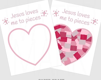 Heart Jesus Loves Me Craft – Kids Sunday School Printable (Digital Download)