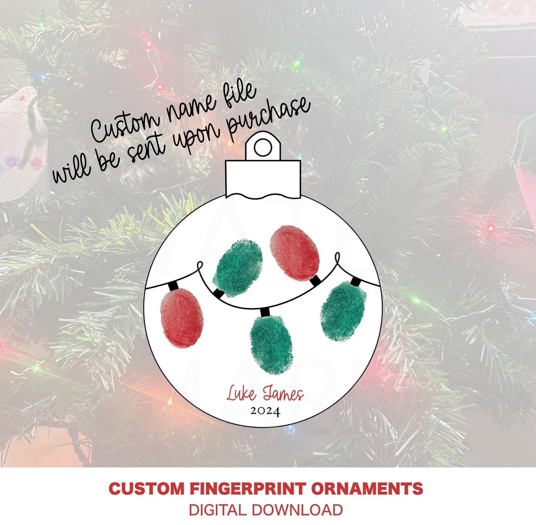 Custom Name Christmas Fingerprint Ornaments Christmas Kids Craft School ...