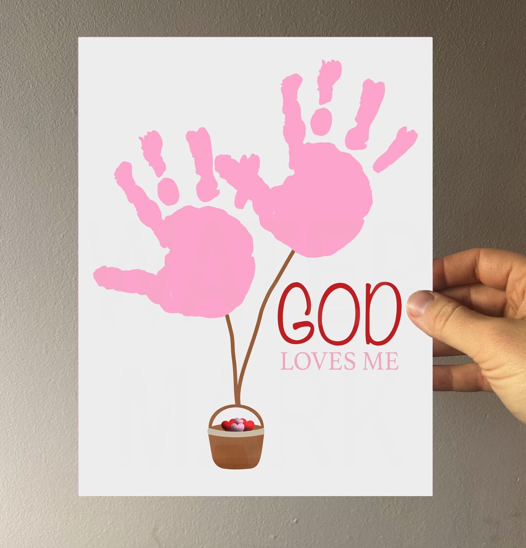 Valentines Handprint God Loves Me Printable Craft - Kids Fingerprint ...