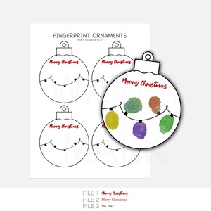 Fingerprint Christmas Ornament Craft Printable • Kids DIY Ornament ...