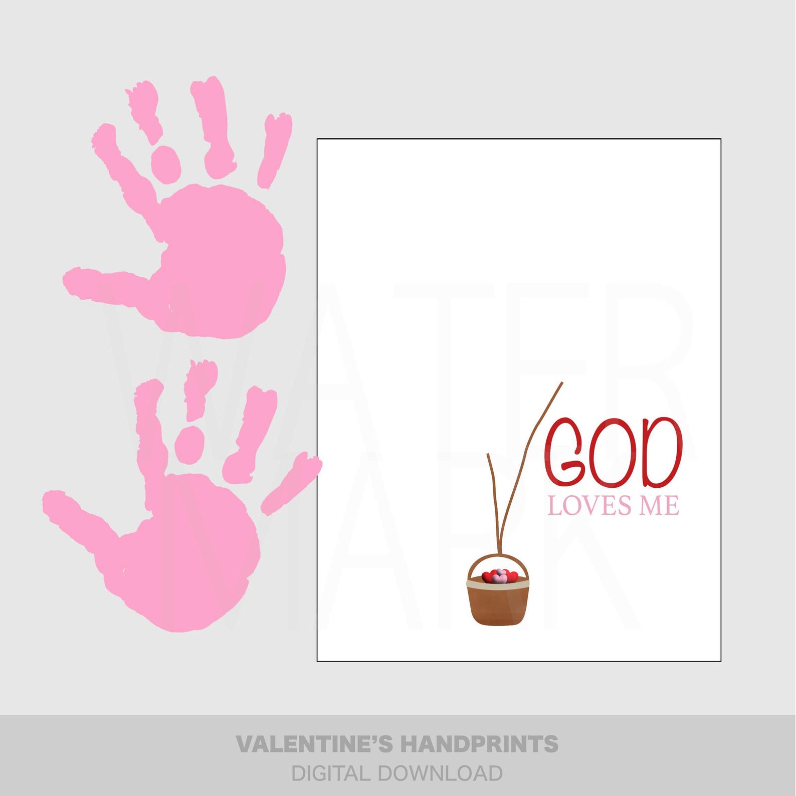 Valentines Handprint God Loves Me Printable Craft - Kids Fingerprint ...