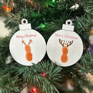 Reindeer Fingerprint Christmas Ornaments – Printable Kids Craft (Digital File)