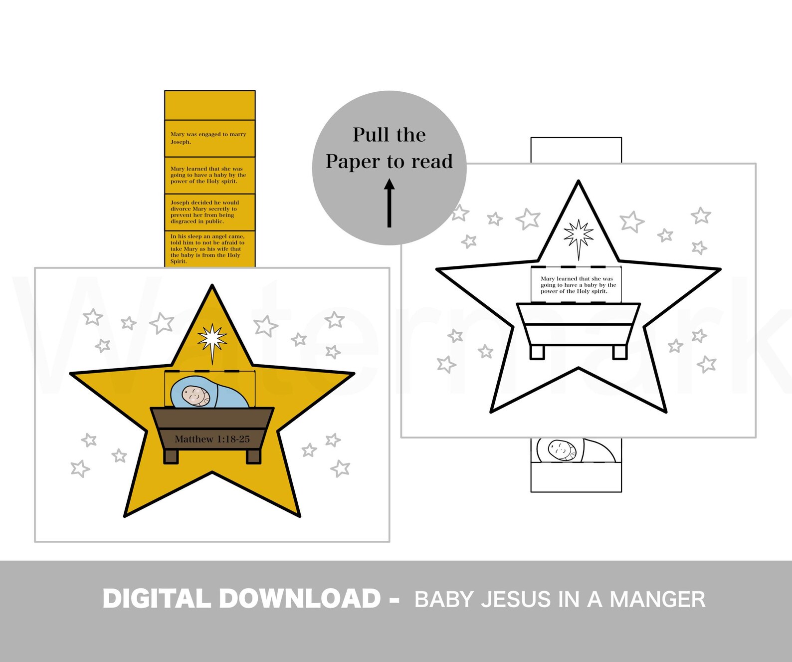 Christmas Story Nativity Advent Jesus in Manger Printable Craft - Kids ...