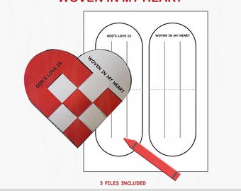 Christian Paper Weaving Craft, “In God’s Love” Coloring Printable, Sunday School Activity, Bible Craft for Kids, Faith-Based Art Project
