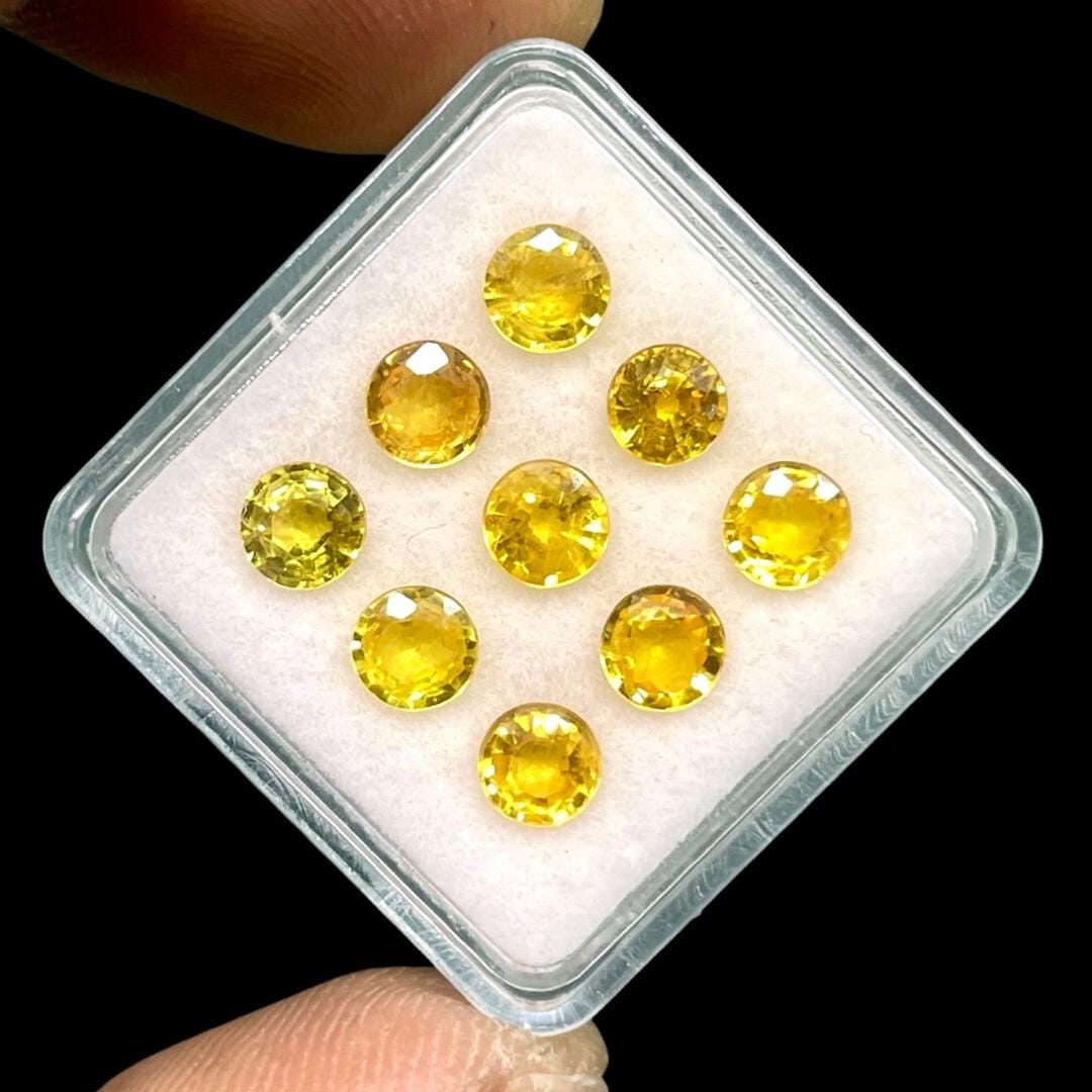 2 Pcs Natural Yellow Sapphire 5.5mm Round Cut Dazzling Loose Gemstones Lot