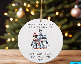 Family of Six Christmas Ornament, Family Ornament, First Christmas Ornament, Baby's First Christmas Ornament, Personalized Family Ornament