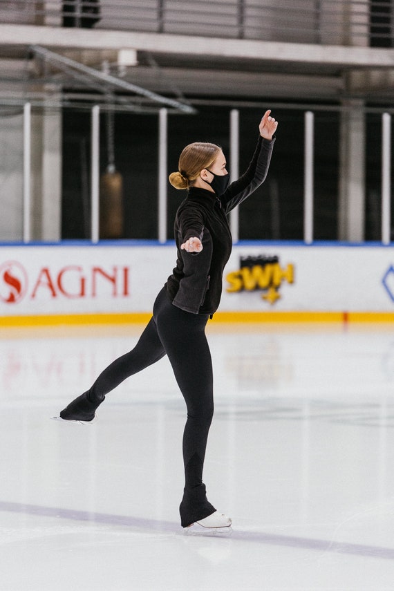 Figure Skating Leggings Ice Skating Leggings Footed Leggings -   Singapore