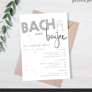 Bach and Boujee Bachelorette Itinerary Template Bride and Boujee Invitation Bach Digital Download Editable Party Card Personalize  233 BOUJ