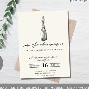Bewerkbare bruids douche uitnodiging sjabloon bubbels bruidsdouche bewerkbaar uitnodiging Pop de champagne bruidsdouchefeest Pop de bubbels 217_POP