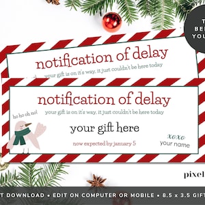 Christmas Gift Coupon Late Gift Voucher Christmas Certificate Template Delayed Gift Template Printable Coupon Christmas Voucher 227 COOP
