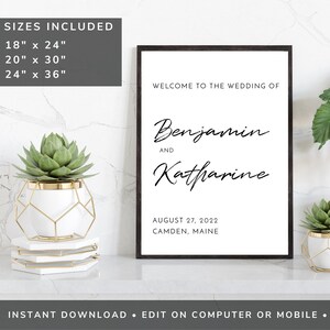 Minimalist Wedding Welcome Sign Modern Wedding Welcome Sign Boho Wedding Welcome Editable Template Custom Wedding Sign Poster  192_SHIA