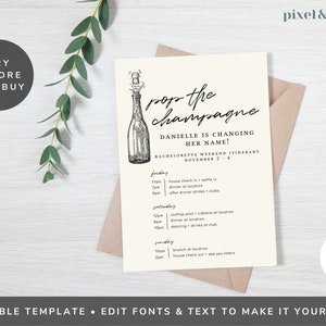 Editable Bachelorette Itinerary Template Bubbly Bachelorette Editable Editable Bachelorette Itinerary Template Bubbly Bachelorette Editable