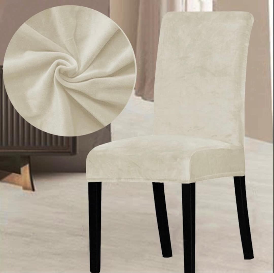 Ecru White Dining Chair Covers Velvet Luxury Premium Quality Etsy