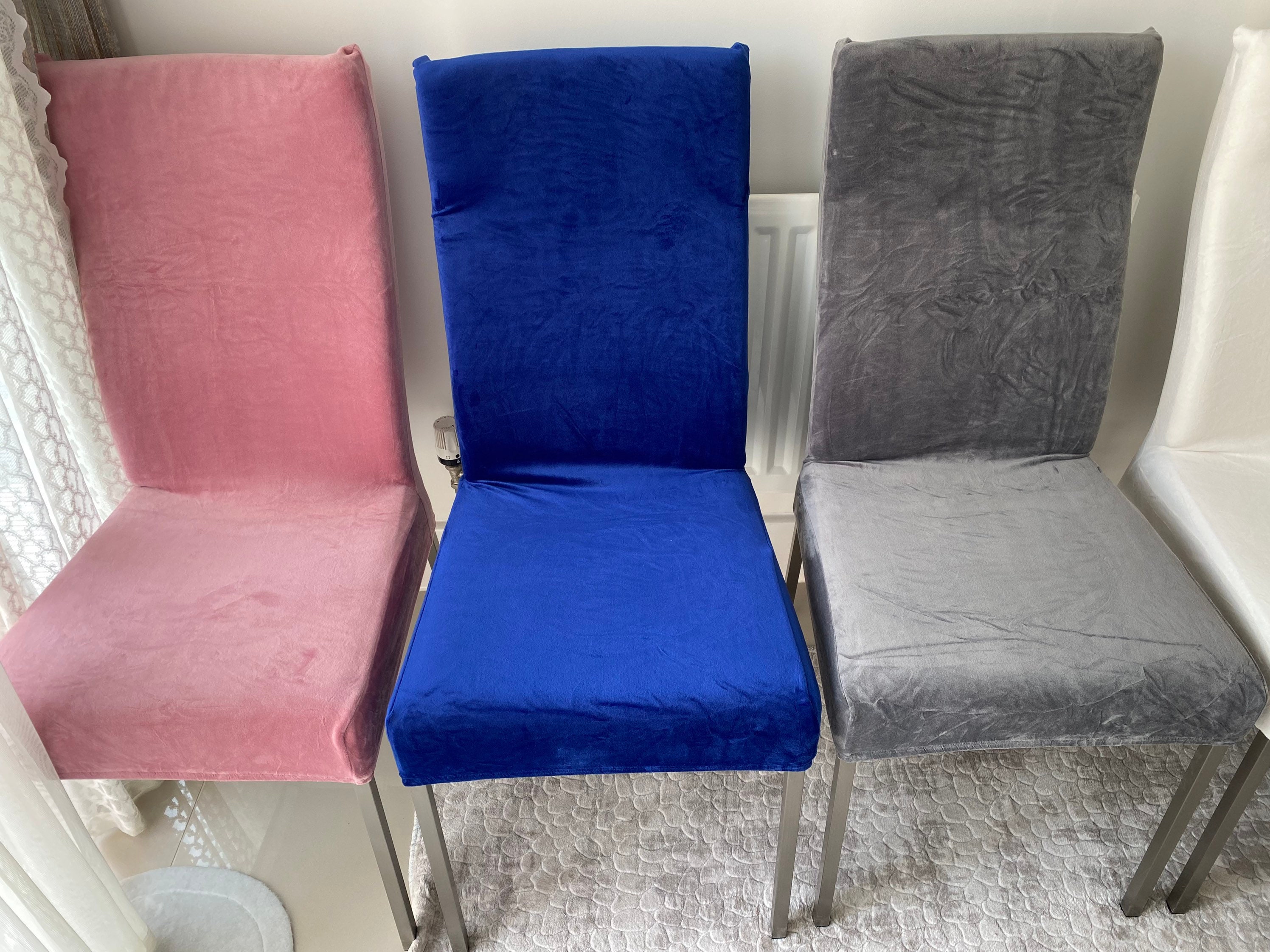 Pink Dining Chair Covers Velvet Luxury Premium Quality Elastic Etsy