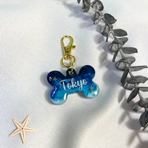 Bone shaped Dog/Cat Tags, custom tag, resin tag, personalised dog tag, pet accessories, ocean theme