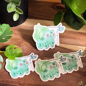 Watercolor Bulbasaur with Wailmer Pail Sticker
