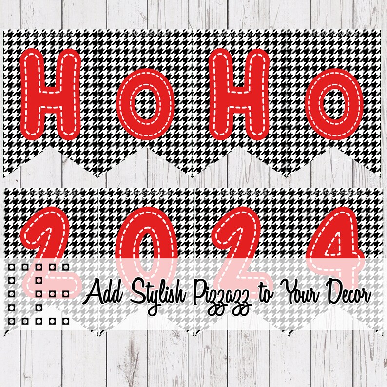 Pennant Bunting Houndstooth Hounds Tooth Christmas Themed Stitched ...