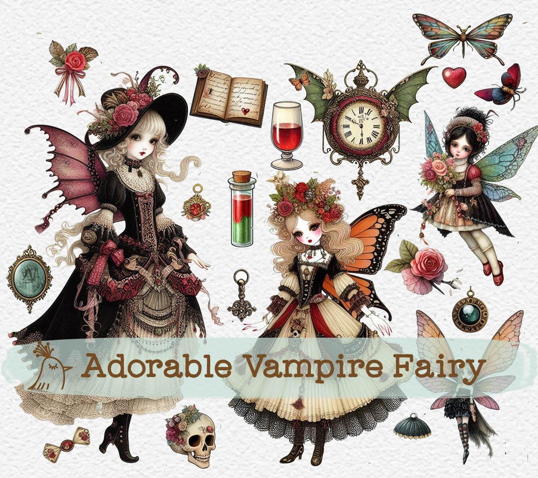 Gothic Fairy Clipart Clip Art Instant Digital Download PNG Ephemera ...