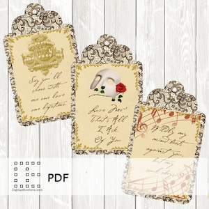 Phantom Of The Opera, ATC, Paper, Printable, Andrew Lloyd Weber, French, Antique, Decor, Party, DIY, Invite, Ticket, Paper, der Opera