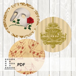 Phantom Of The Opera, Paper, Printable, Andrew Lloyd Weber, Art Deco, French, Cupcake, Topper, Decor, Party, Game, Ticket, Paper, der Opera