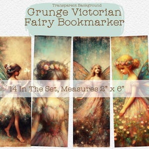14 Fairy Digital Printable Bookmark Book Marker Ephemera High Quality Scrapbook Grunge PNG
