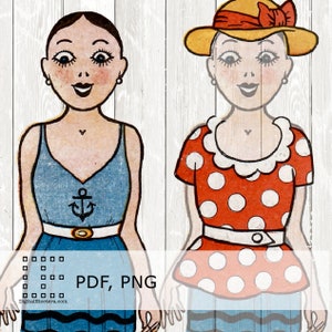 Vintage French Paper Doll With Outfits