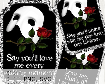Phantom of the Opera ATC Tags: French Antique Printable Cards (PNG Format)