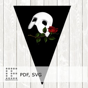 Pennant Phantom Of The Opera Paper Printable Andrew Lloyd Webber Art Deco French Antique Decor Party DIY Invite Ticket Paper der Opera
