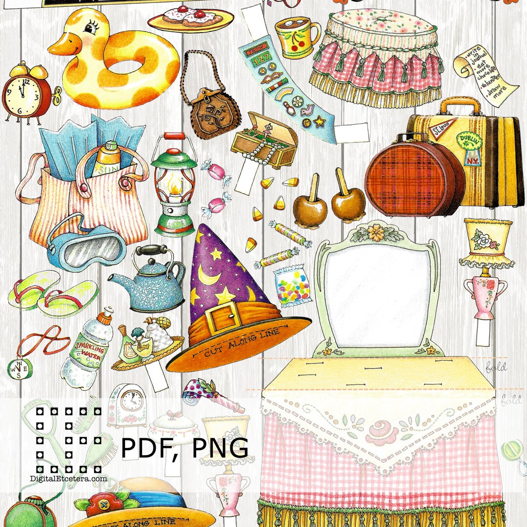 Download Printable Vintage Collage Clipart Clip Art PDF PNG Fussy Cut