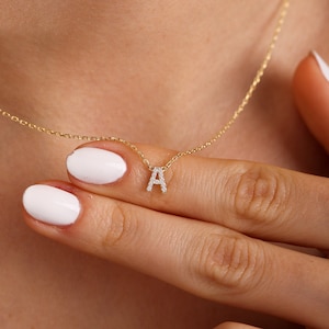 Diamond initial Necklace | initial Pave Necklace | Christmas Gift | Personalized Name Letter | Heart Star infinity Necklace