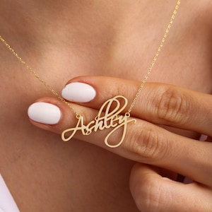 18k Gold Name Necklace | Name Necklace, Sterling Silver Name Necklace, Handmade Necklace, Mother&#39;s Day Gift, For Mom Gift , Birthday Gift