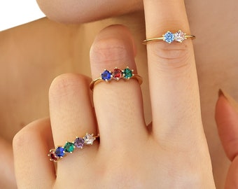 Multi Birthstone Rings, Family Birthstone Ring, Personalized Gift, Birthstone Ring, Elegant stones Ring, Birthstone Jewelry, Christmas Gift