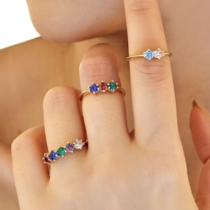 Multi Birthstone Rings, Family Birthstone Ring, Personalized Gift, Birthstone Ring, Elegant stones Ring, Birthstone Jewelry, Christmas Gift