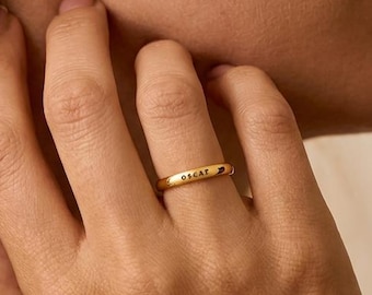 Custom Name Ring , Personalized Engraved Stacking Ring , Silver Mother's Ring , Dainty Family Name Ring , Personalized Gift