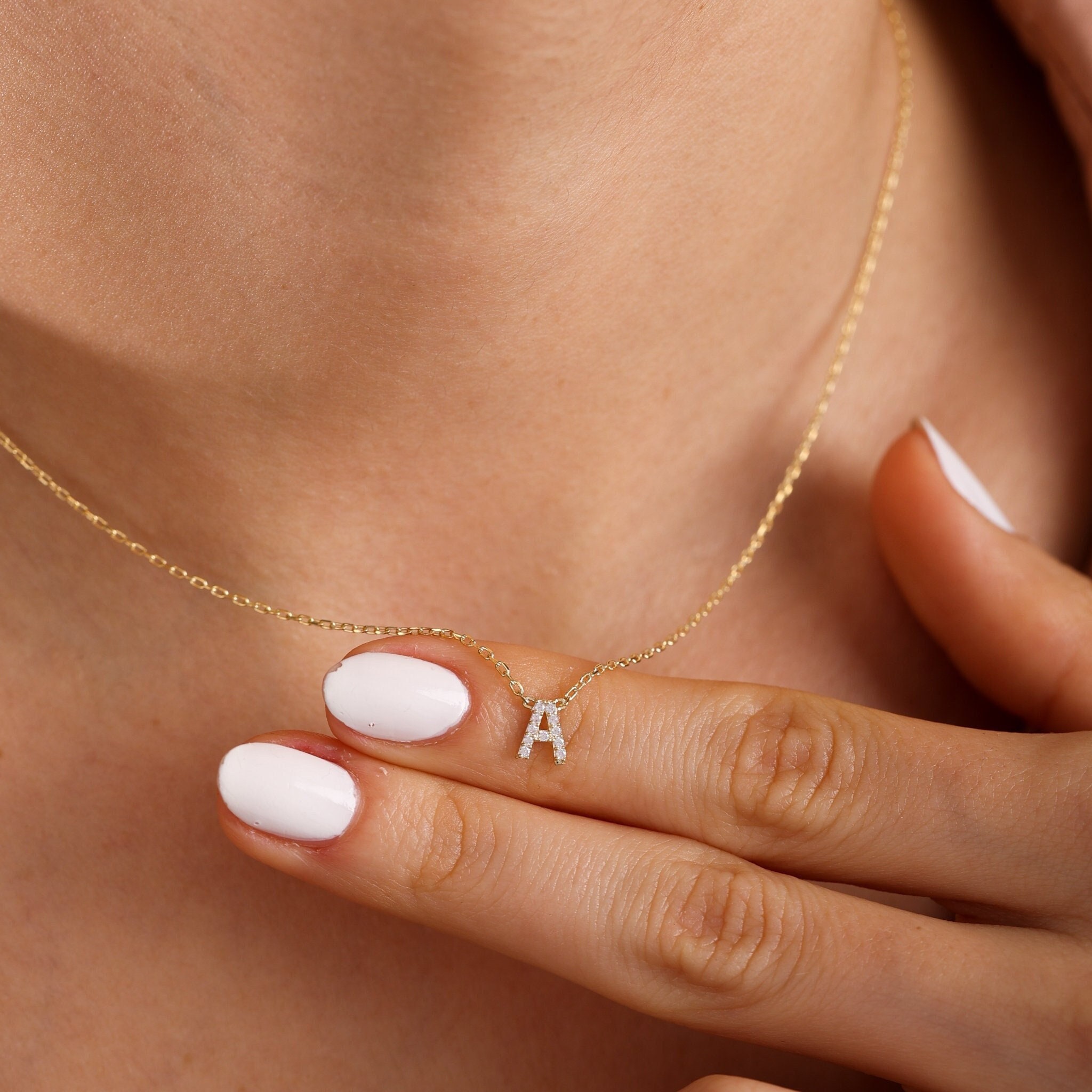 Custom Dainty Pave Initials Necklace Gold, Pave Letter Necklace, Christmas Gifts, Heart Star infinity Necklace, Silver Necklace, Dainty Gift