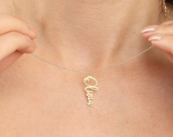 Personalized Vertical Name Necklace – Custom Engraved Pendant – Unique Gift – Dainty and Stylish Jewelry, Custom Vertical Name Necklace