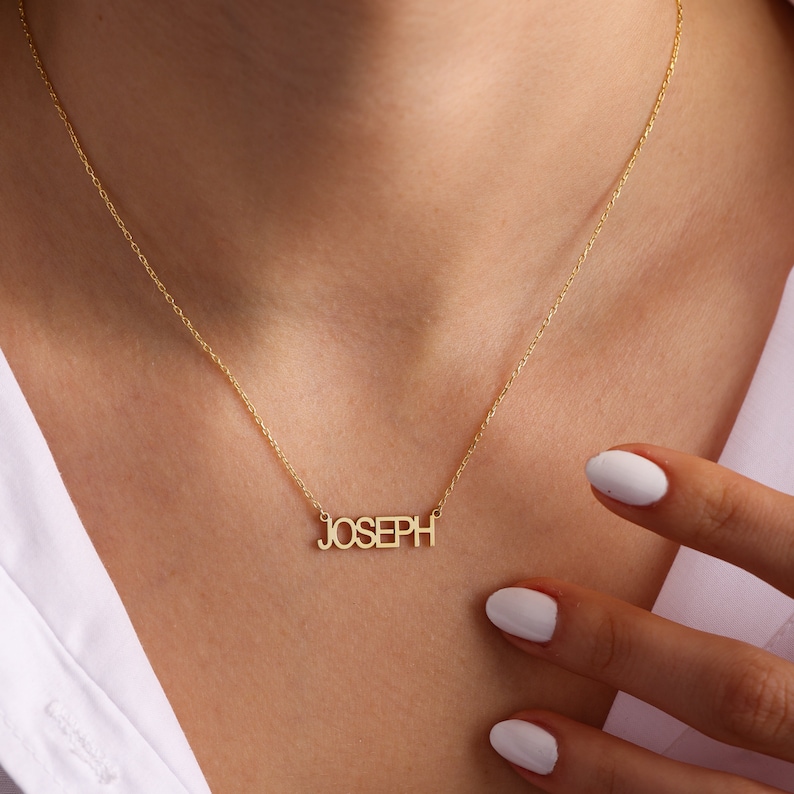 18K Dainty Name Necklace, Custom Gold Name Necklace, Minimalist Baby Name Necklace Christmas Gift, Handwriting Necklace Personalized Present Bild 6