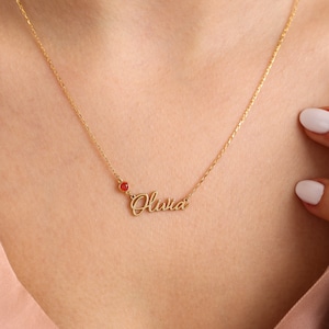 Birthstone Name Necklace | Custom Birthstone Name Necklace | Name Necklace | Dainty Name Jewelry | Gift For Her, Birthstone Jewelry