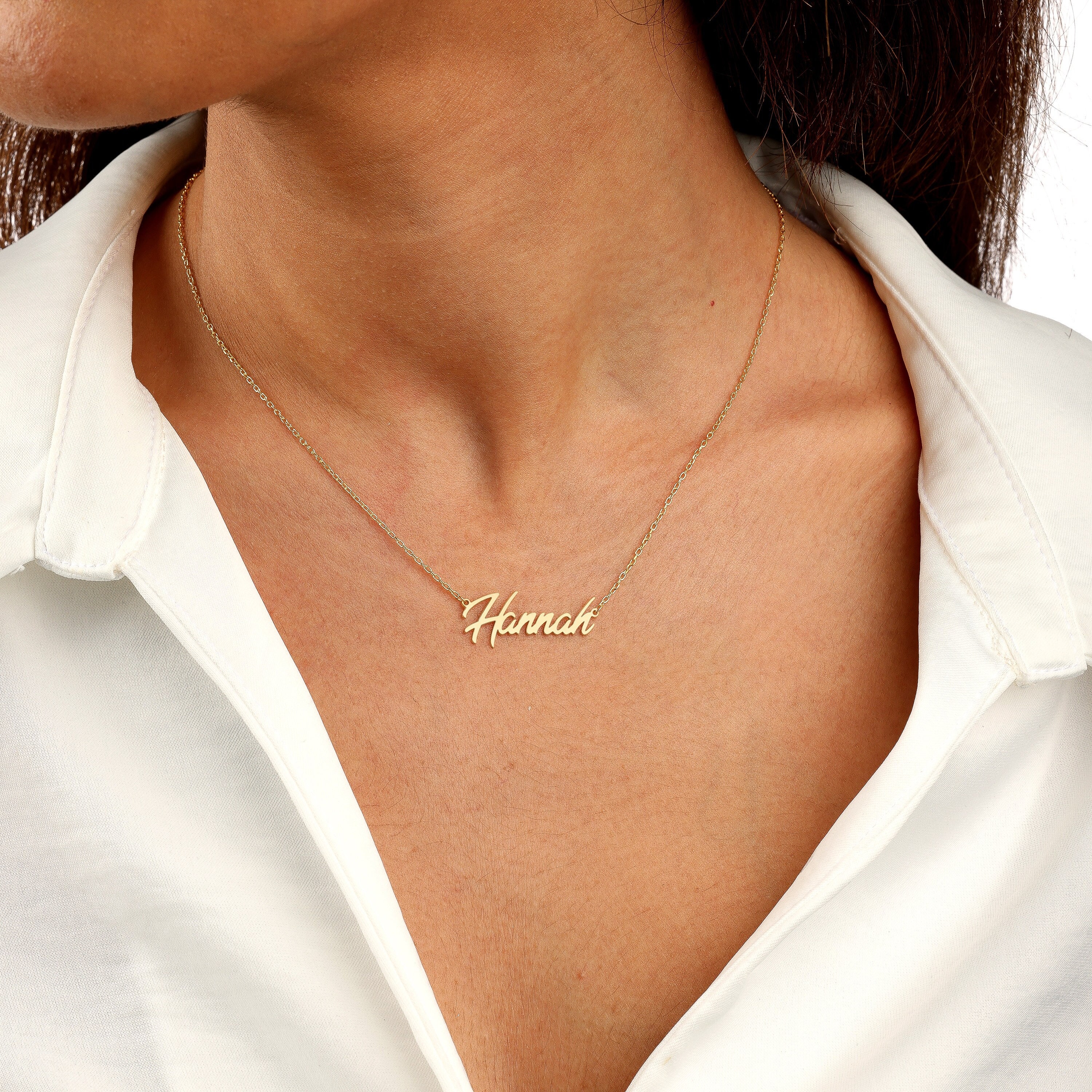 Jewenova Custom Name Necklace 18K Gold Plated Nameplate Pendant Necklace  for Women Personalized Jewelry Gift with Box, Stainless Steel, Cubic  Zirconia : : Clothing, Shoes & Accessories