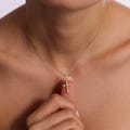 Pave Cross Necklace, Minimalist Diamond Cross Necklace, Baptism Gift,Cross Jewelry, Communion Cross Necklaces, Religious Protective Necklace