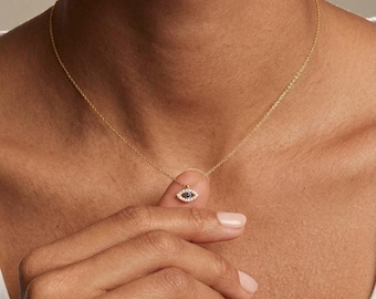 Protective Necklace, Evil Eye Necklace, Gold Evil Eye Pendant, Protection Jewelry, Christmas Gift, Talisman Necklace,