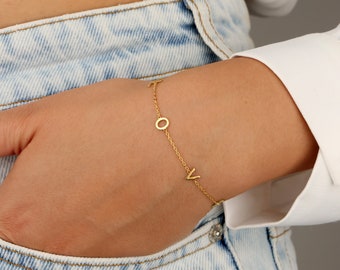 Custom Letter Bracelet, Letter Bracelet, Double Bracelet, Name Bracelet, Letter Bracelet, New Year&#39;s Gift, Gift for Her
