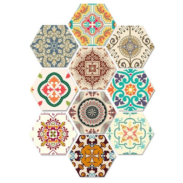 Autocollant de sol en vinyle antidérapant, stickers  mural hexagonal en Pvc, adhésif pour décoration de maison, zelij marocain