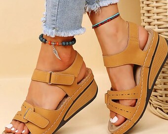 Women's Summer Wedges Sandals, Elegant Platform Shoes, Lightweight