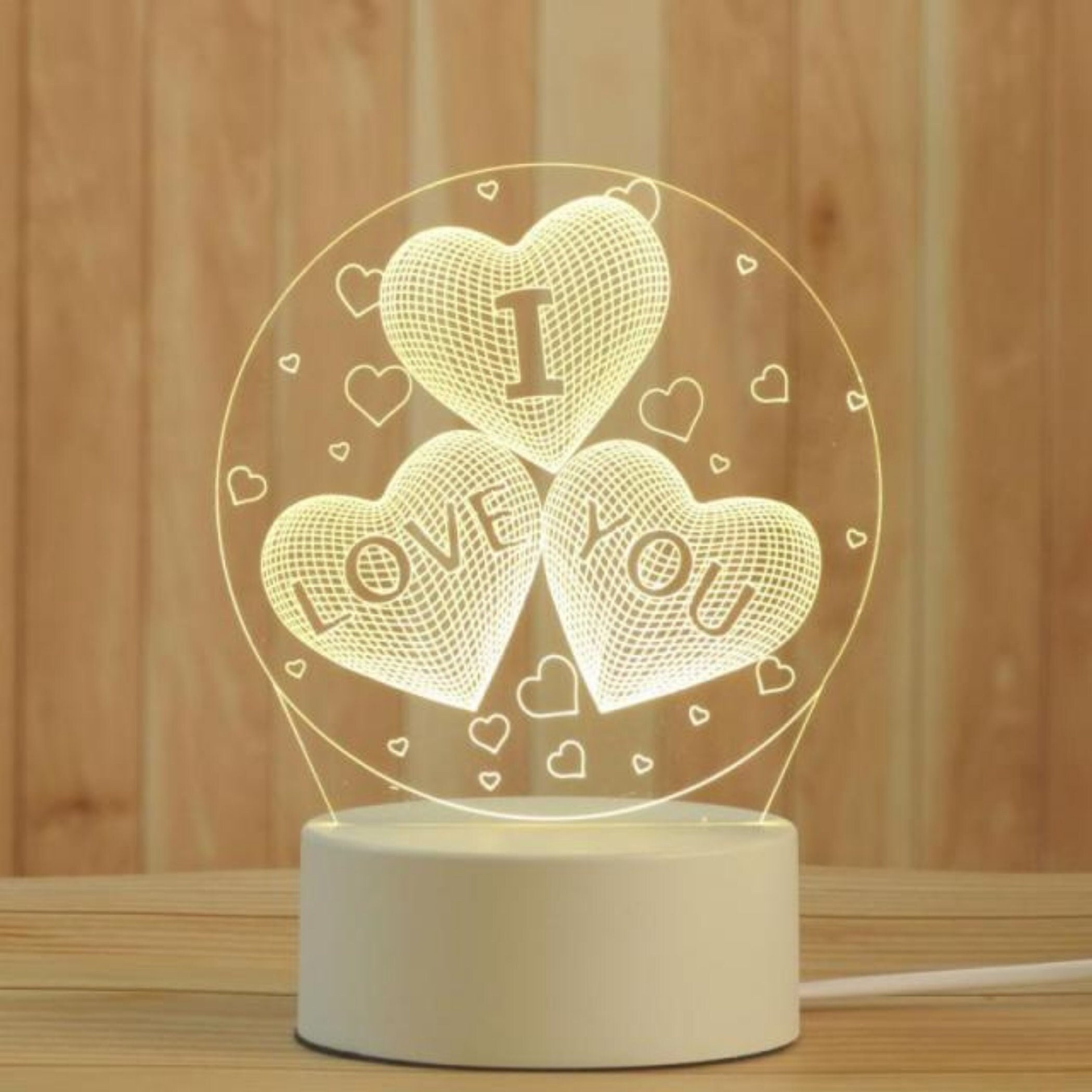 Lampe Led 3D en Acrylique, Cadeau de Saint-Valentin, Veilleuse Décorative Pour Mariage, Fête Prénata