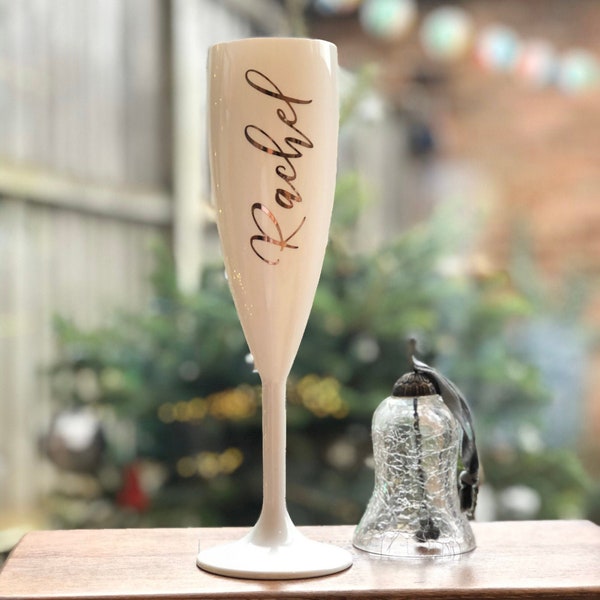 Flûte à Champagne Personnalisée en Verre Blanc  , coutume de champagne en verre pour la mariée ,Coupe à Vin de Demoiselle d'Honneur, cadeaux