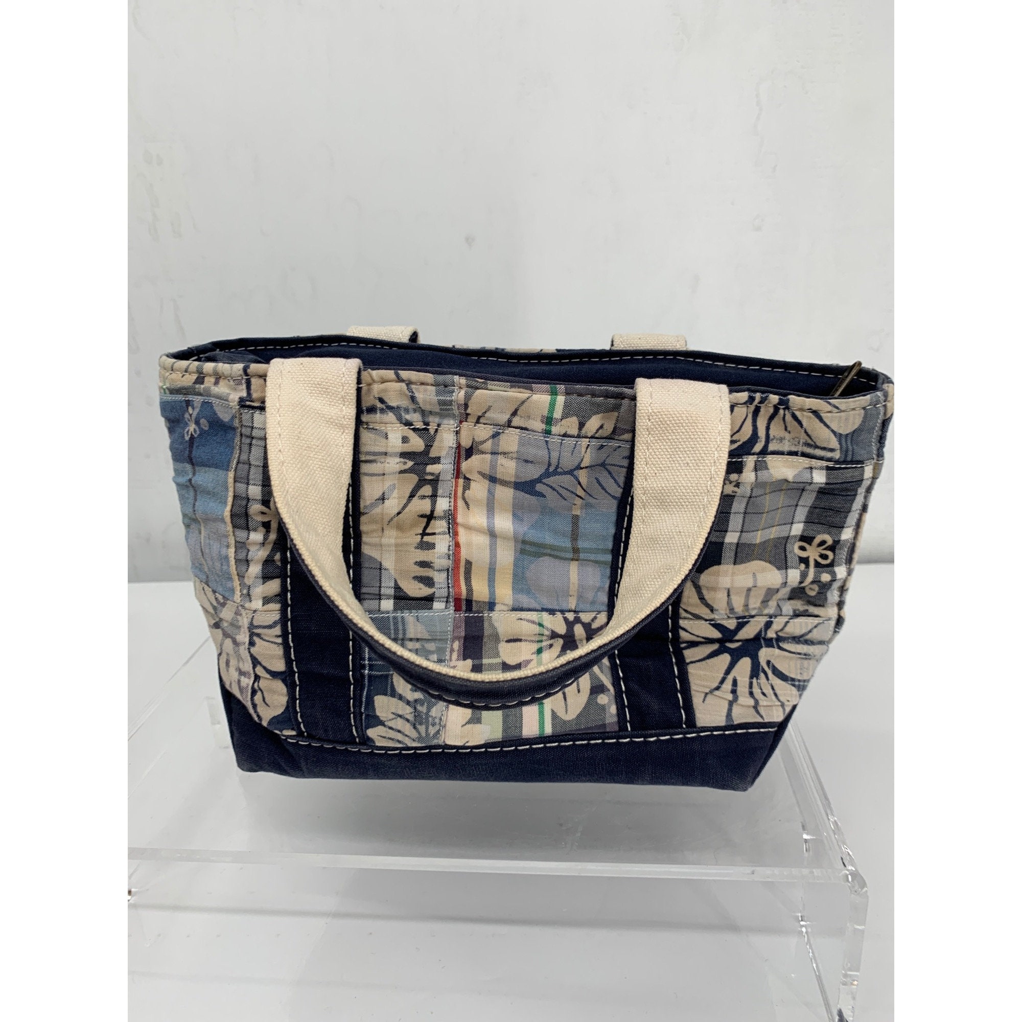 L.L. Bean Vintage Boat & Tote Mini Madras Rare Plaid Blue